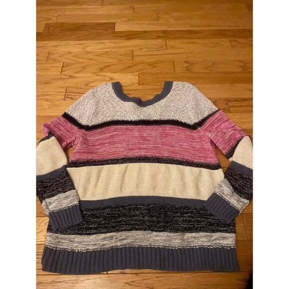 Caslon, women's mutli - colorblocked long sleeve crew neck knit sweater size 2X - Picture 1 of 8